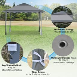 image-4x m Pop-up Gazebo Double Roof Roller Bag Steel Frame, Dark Grey