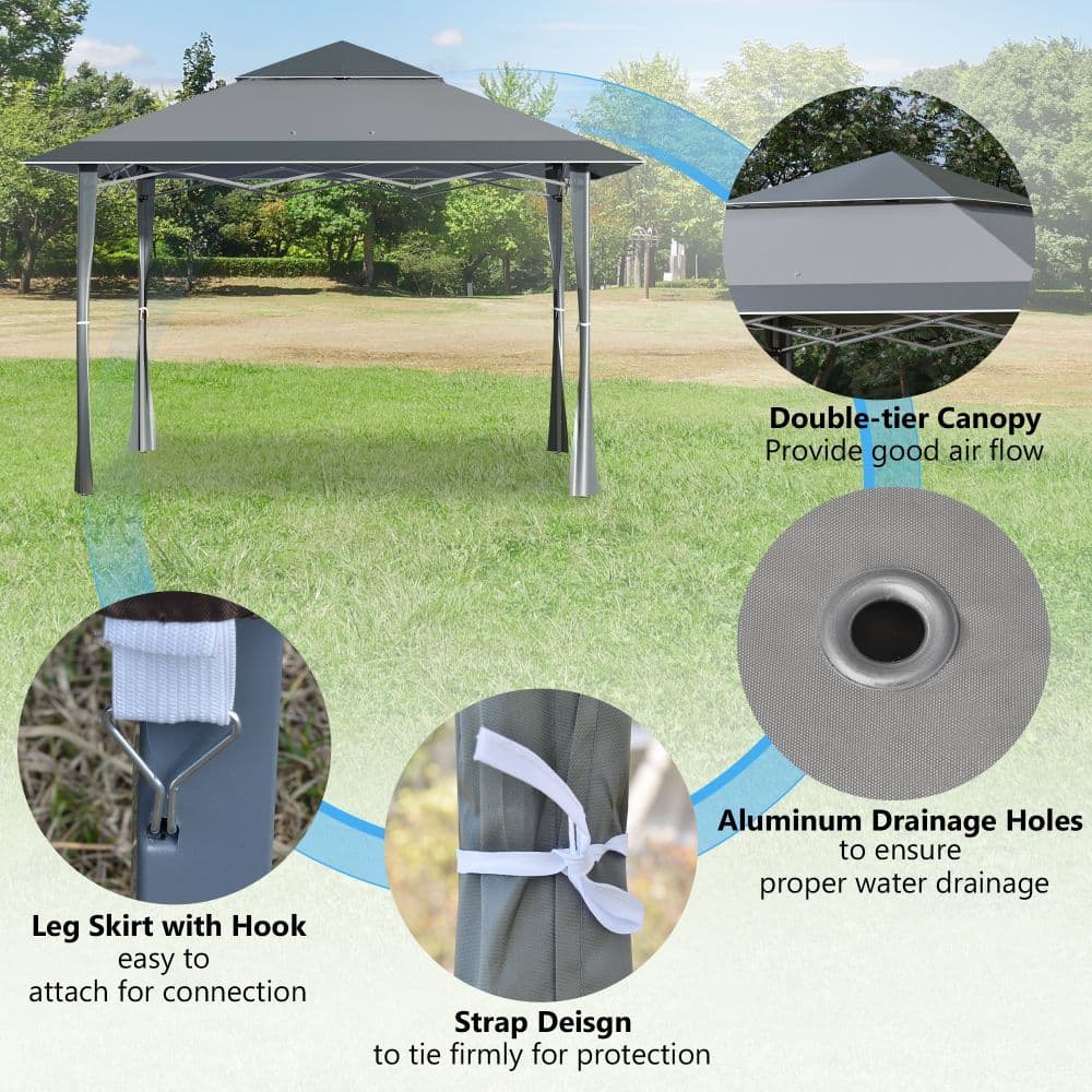 image-4x m Pop-up Gazebo Double Roof Roller Bag Steel Frame, Dark Grey