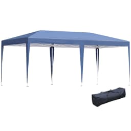 image-Pop Up Gazebo, Double Roof Canopy Tent, Bag, 6x3x3m, Blue Heavy Duty