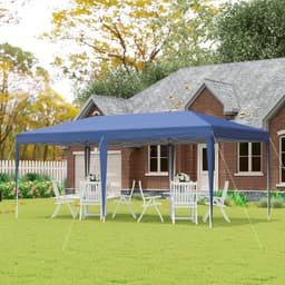 image-Pop Up Gazebo, Double Roof Canopy Tent, Bag, 6x3x3m, Blue Heavy Duty