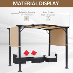 image-Retractable Pergola Garden Gazebo 3x2.45x2.3m, Khaki
