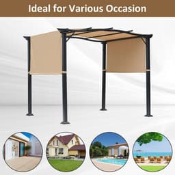 image-Retractable Pergola Garden Gazebo 3x2.45x2.3m, Khaki