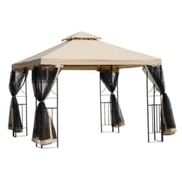 image-Outsunny 3x3m Outdoor Gazebo Tent W/Netting, 2-tier Roof