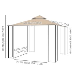 image-Outsunny 3x3m Outdoor Gazebo Tent W/Netting, 2-tier Roof