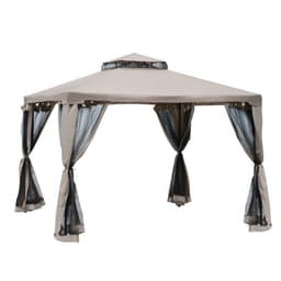 image-Outsunny Outdoor Gazebo, 2-tier Roof W/Netting, 295L x 295W x 263Hcm-Taupe