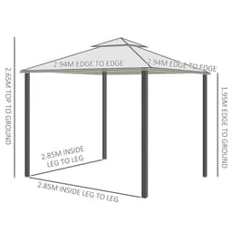 image-Outsunny 3x3m 2-Tier Polyester Draped Outdoor Garden Gazebo Cream White