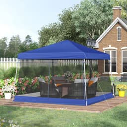 image-Outsunny 3.6m x 3.6m Pop Up Steel Frame Garden Gazebo Blue