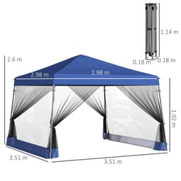 image-Outsunny 3.6m x 3.6m Pop Up Steel Frame Garden Gazebo Blue