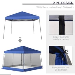 image-Outsunny 3.6m x 3.6m Pop Up Steel Frame Garden Gazebo Blue
