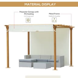 image-Outsunny Steel Frame Retractable Outdoor Garden Pergola Beige