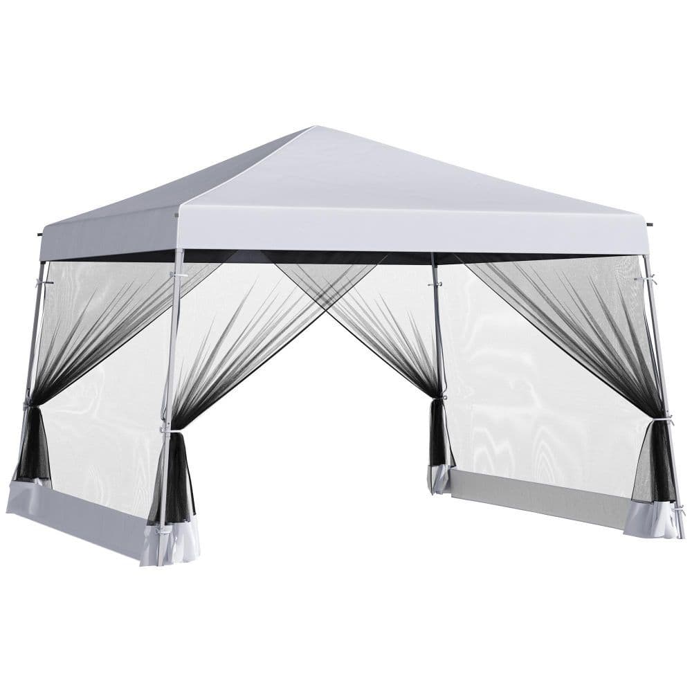 image-Outsunny 3.6m x 3.6m Pop Up Steel Frame Garden Gazebo White