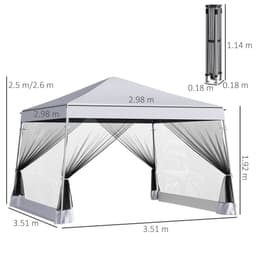 image-Outsunny 3.6m x 3.6m Pop Up Steel Frame Garden Gazebo White