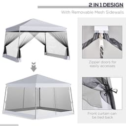 image-Outsunny 3.6m x 3.6m Pop Up Steel Frame Garden Gazebo White