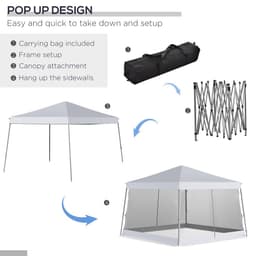 image-Outsunny 3.6m x 3.6m Pop Up Steel Frame Garden Gazebo White