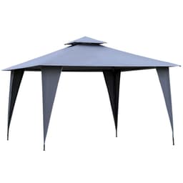 image-3.5x3.5m Side-Less Outdoor Canopy Tent Gazebo w/ 2-Tier Roof Steel helter Grey