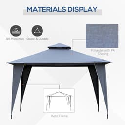 image-3.5x3.5m Side-Less Outdoor Canopy Tent Gazebo w/ 2-Tier Roof Steel helter Grey