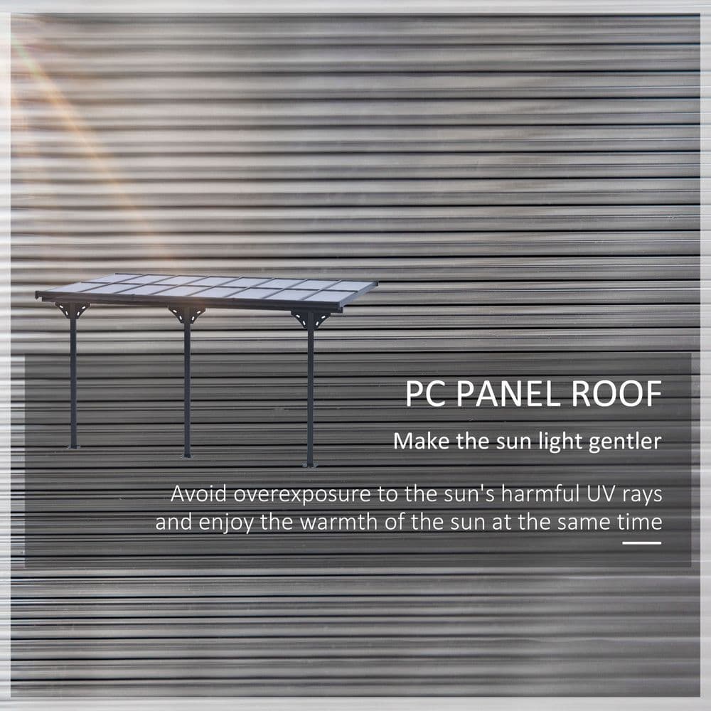 image-Outdoor Patio Gazebo Pergola, Aluminum Post, 4.35x3m Mounted on the Wall Roof