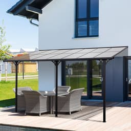 image-Outdoor Patio Gazebo Pergola, Aluminum Post, 4.35x3m Mounted on the Wall Roof