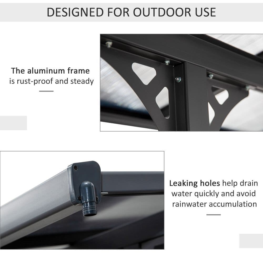 image-Outdoor Patio Gazebo Pergola, Aluminum Post, 4.35x3m Mounted on the Wall Roof