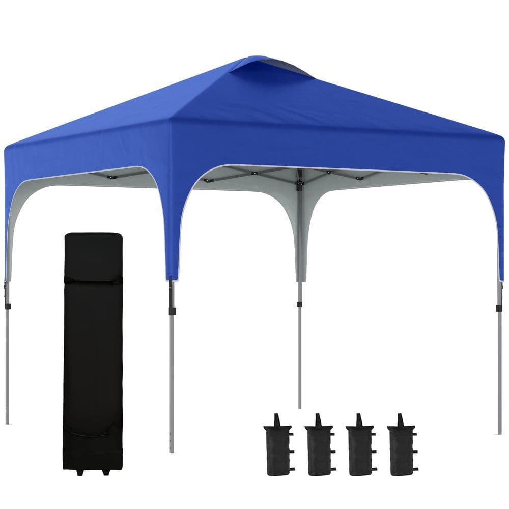 image-3x3M Pop Up Gazebo, Foldable Carry Bag 4 Leg Weight Bags Blue