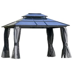 image-3.6x3m Polycarbonate Hardtop Patio Gazebo Steel Frame Net Sidewalls