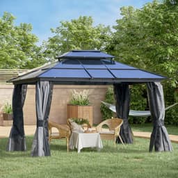 image-3.6x3m Polycarbonate Hardtop Patio Gazebo Steel Frame Net Sidewalls