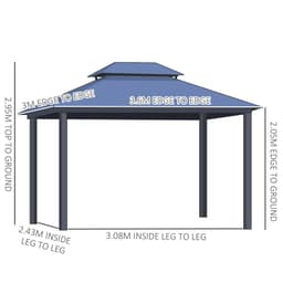image-3.6x3m Polycarbonate Hardtop Patio Gazebo Steel Frame Net Sidewalls