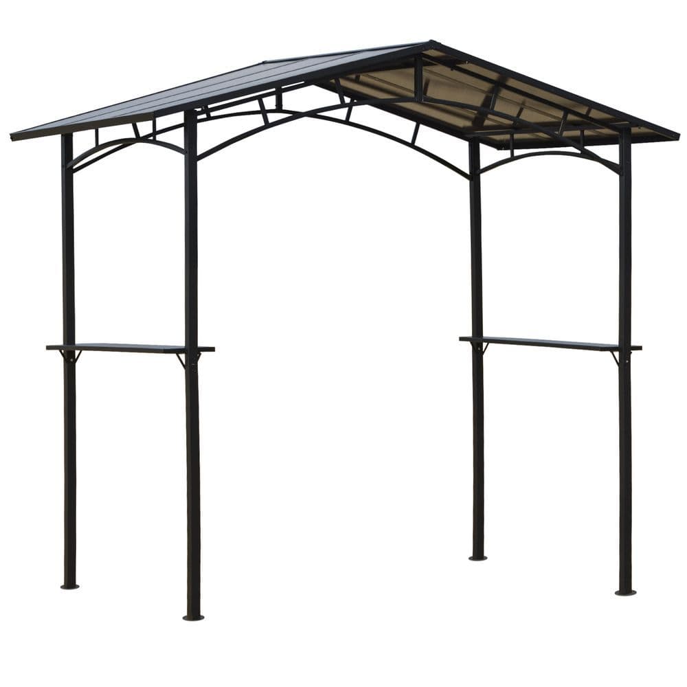 image-2.5x1.5m Grill Outdoor BBQ Gazebo Canopy & Side Shelves PC Roof Aluminium