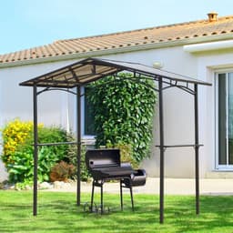 image-2.5x1.5m Grill Outdoor BBQ Gazebo Canopy & Side Shelves PC Roof Aluminium