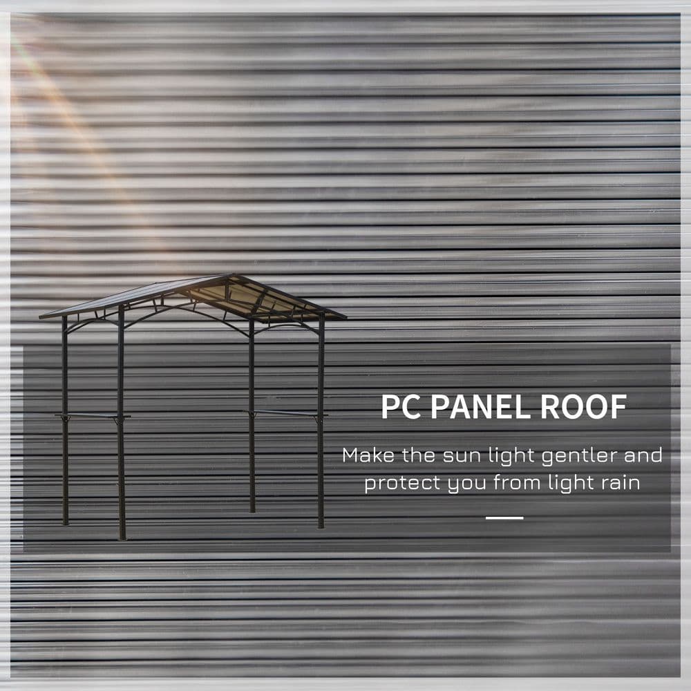 image-2.5x1.5m Grill Outdoor BBQ Gazebo Canopy & Side Shelves PC Roof Aluminium