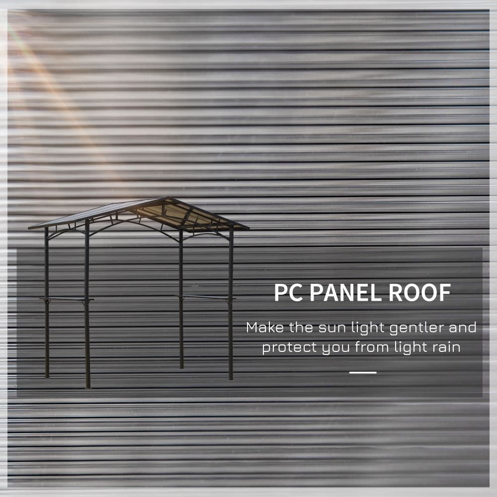 image-2.5x1.5m Grill Outdoor BBQ Gazebo Canopy & Side Shelves PC Roof Aluminium