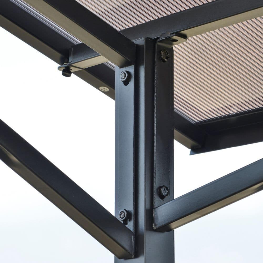 image-2.5x1.5m Grill Outdoor BBQ Gazebo Canopy & Side Shelves PC Roof Aluminium
