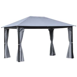 image-4 x 3m Gazebo Canopy Party Tent Garden Curtains, Net Sidewalls, Grey