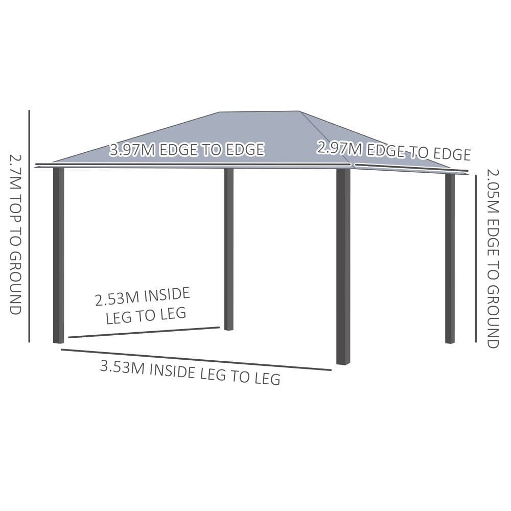image-4 x 3m Gazebo Canopy Party Tent Garden Curtains, Net Sidewalls, Grey