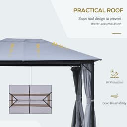 image-4 x 3m Gazebo Canopy Party Tent Garden Curtains, Net Sidewalls, Grey