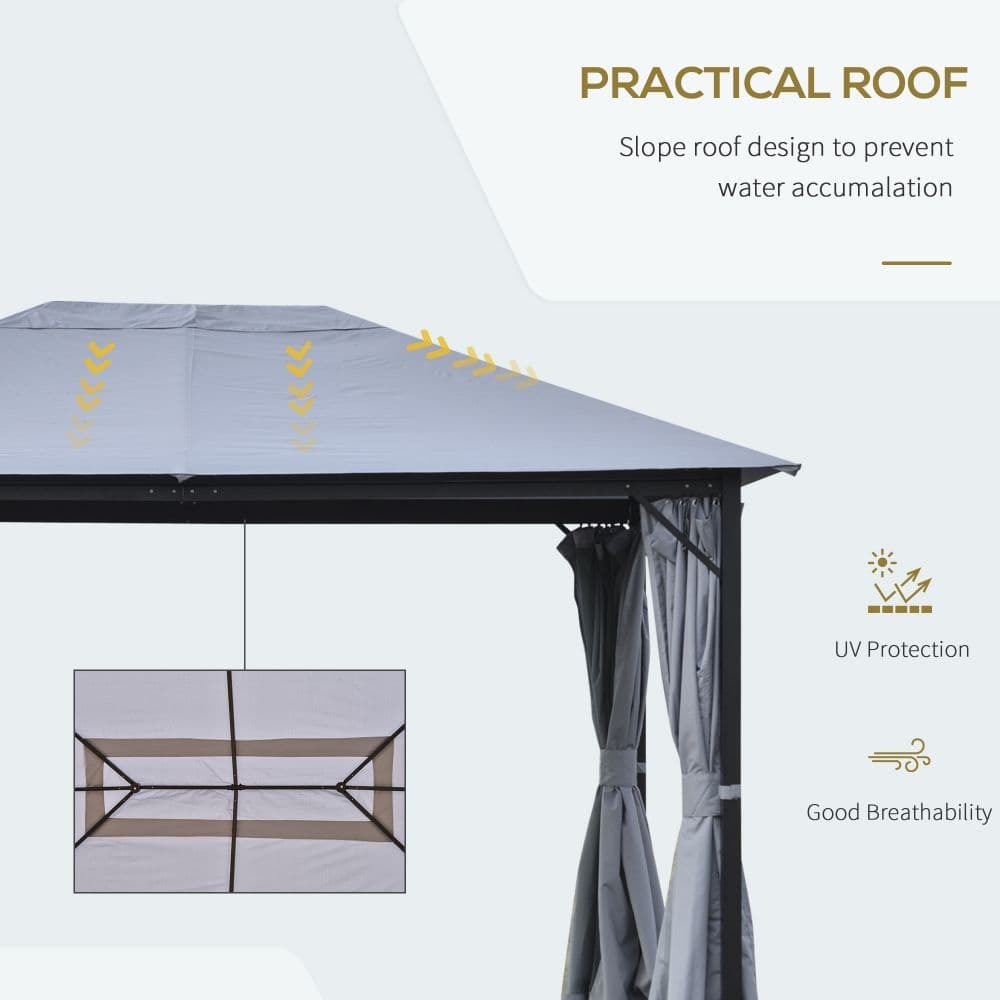 image-4 x 3m Gazebo Canopy Party Tent Garden Curtains, Net Sidewalls, Grey
