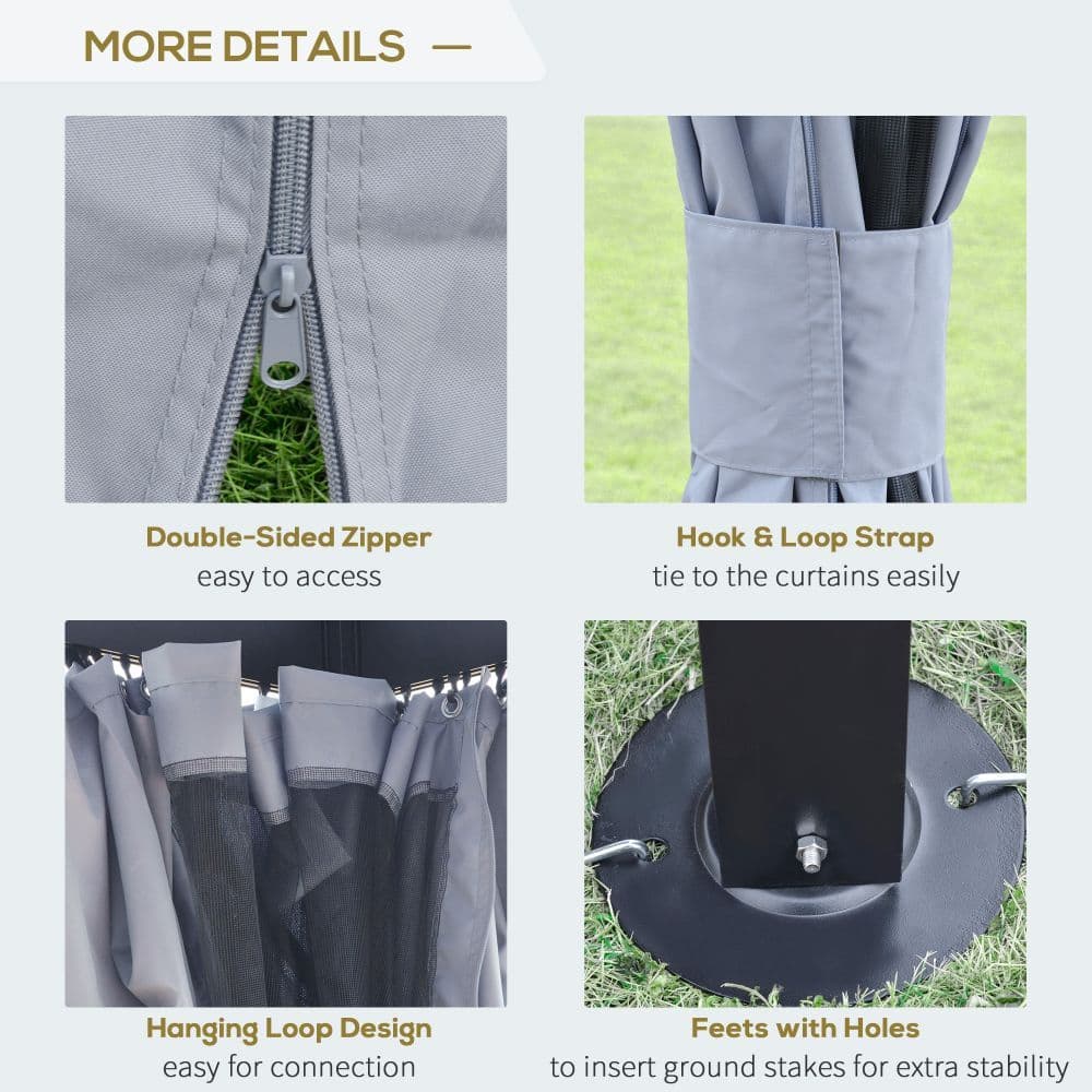 image-4 x 3m Gazebo Canopy Party Tent Garden Curtains, Net Sidewalls, Grey