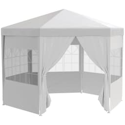 image-3.4m Gazebo Canopy Party Tent with 6 Removable Side Walls, White