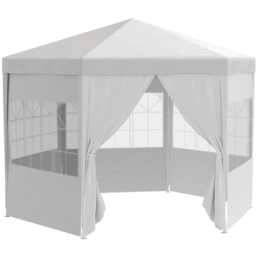image-3.4m Gazebo Canopy Party Tent with 6 Removable Side Walls, White