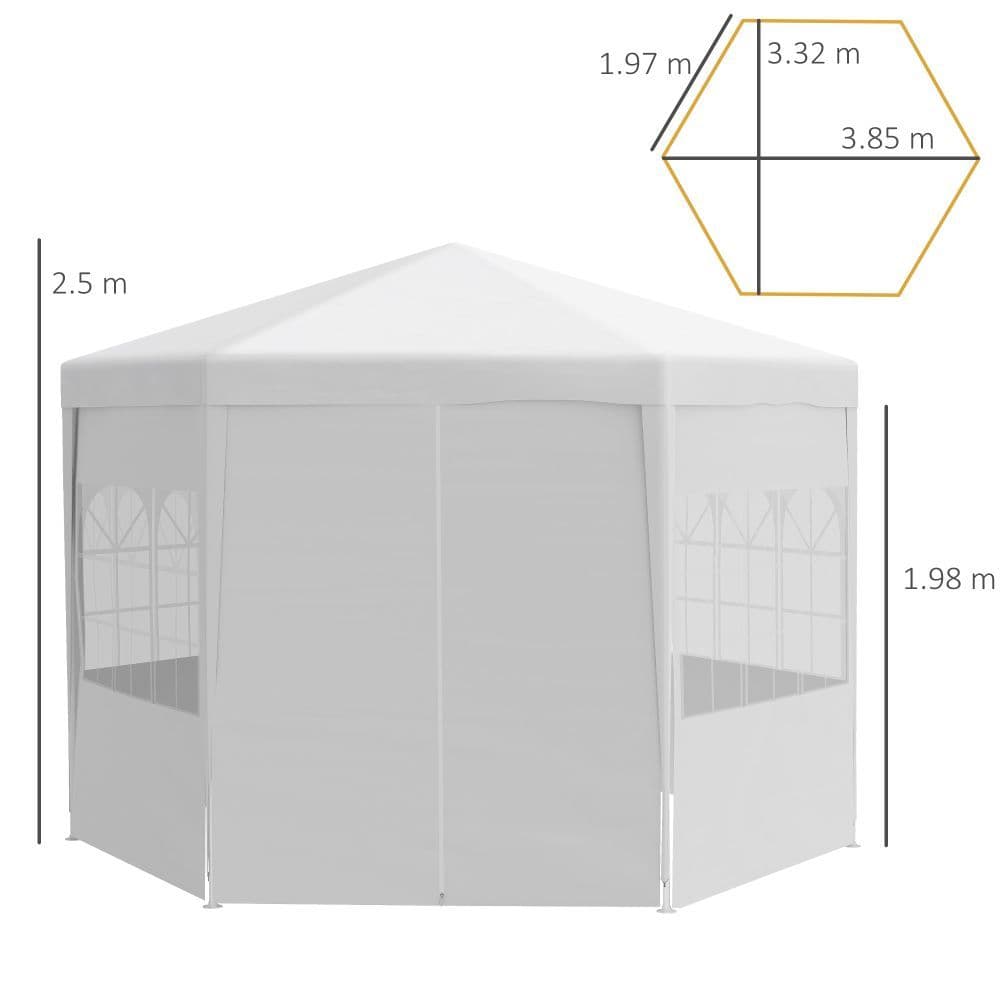image-3.4m Gazebo Canopy Party Tent with 6 Removable Side Walls, White