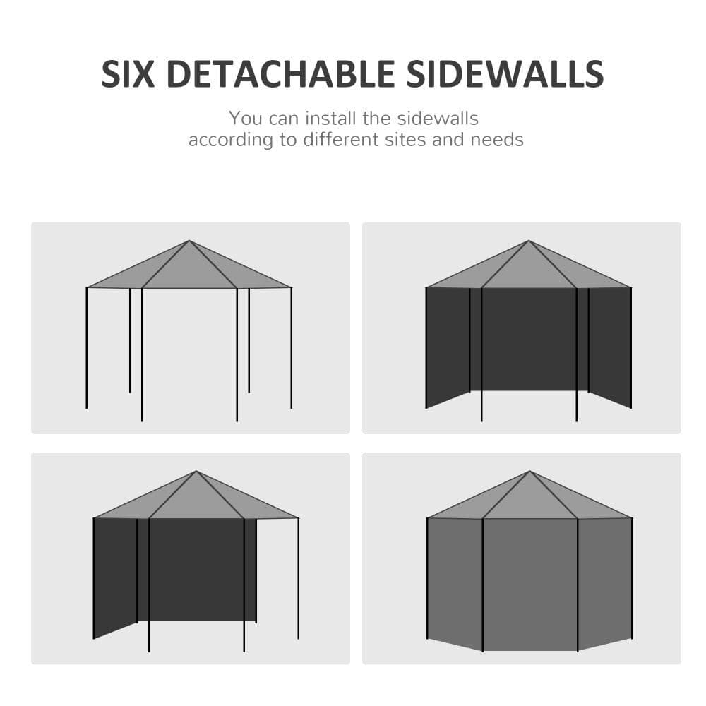 image-3.4m Gazebo Canopy Party Tent with 6 Removable Side Walls, White
