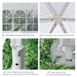 image-3.4m Gazebo Canopy Party Tent with 6 Removable Side Walls, White