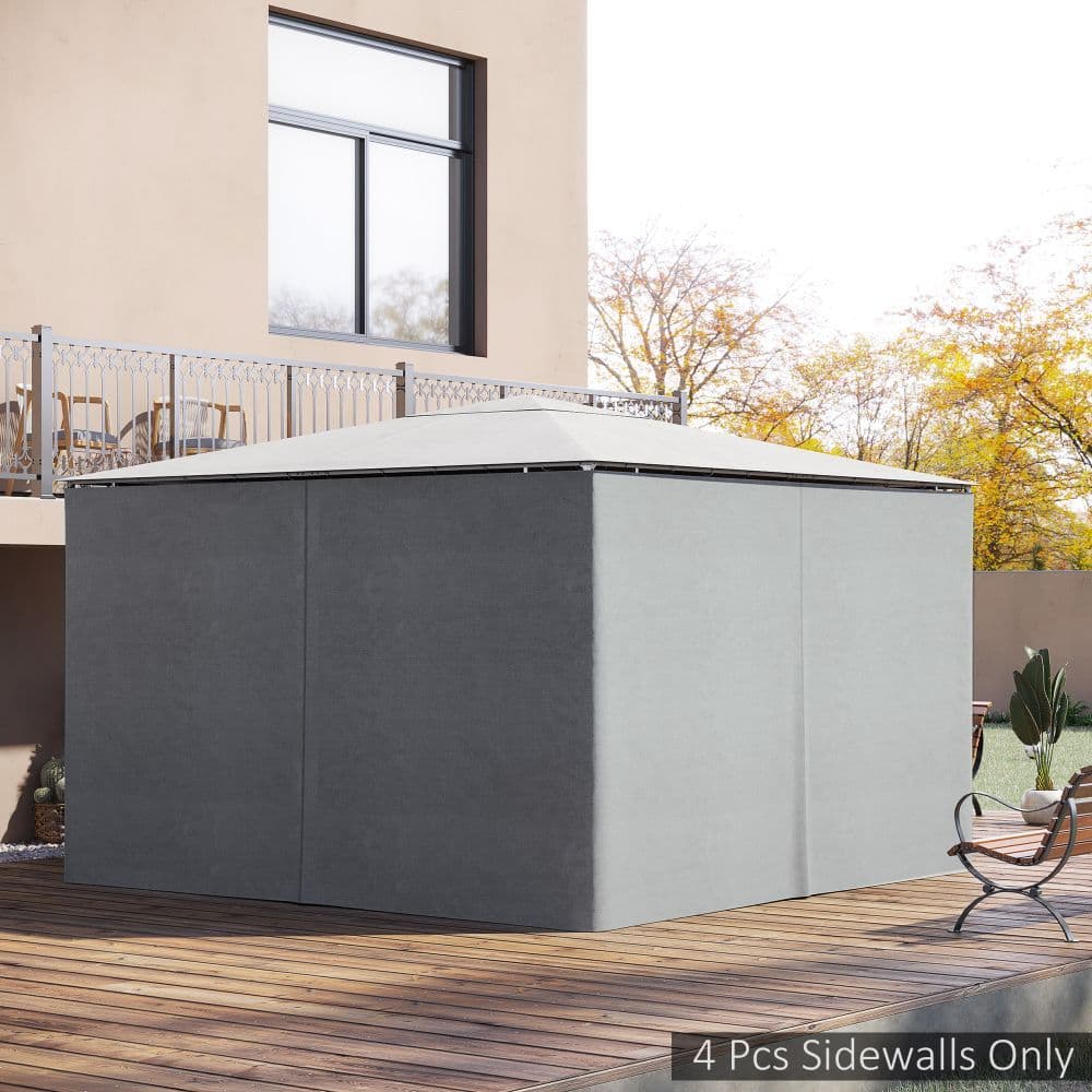image-4Pk Gazebo Replacement Sidewalls Privacy Panel for Most 3 x 4m Light Grey