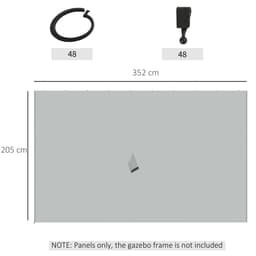 image-4Pk Gazebo Replacement Sidewalls Privacy Panel for Most 3 x 4m Light Grey