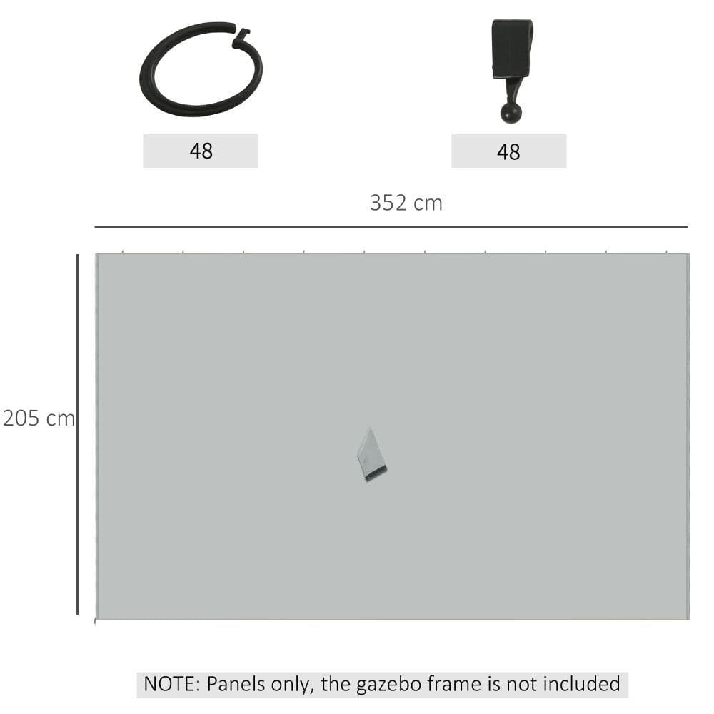 image-4Pk Gazebo Replacement Sidewalls Privacy Panel for Most 3 x 4m Light Grey
