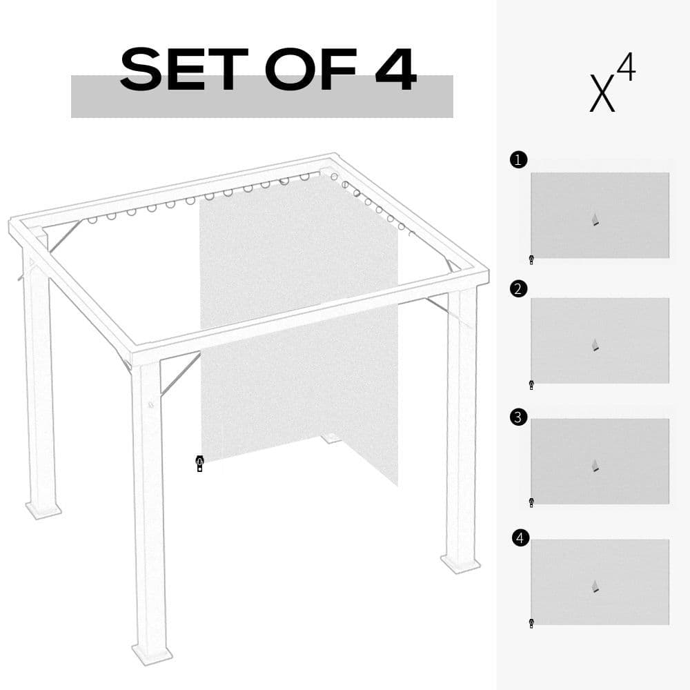 image-4Pk Gazebo Replacement Sidewalls Privacy Panel for Most 3 x 4m Light Grey