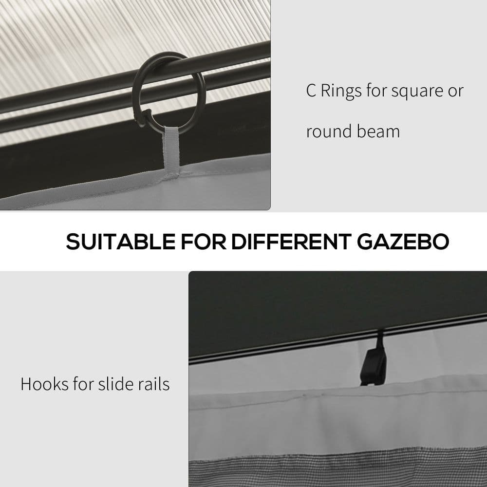 image-4Pk Gazebo Replacement Sidewalls Privacy Panel for Most 3 x 4m Light Grey