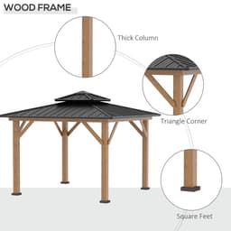 image-3.5 x 3.5m Aluminium Hardtop Gazebo Canopy 2-Tier Roof Grey