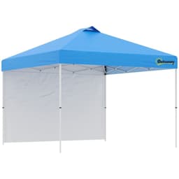 image-3x3M Pop Up Gazebo Tent with 1 Sidewall, Roller Bag, Blue