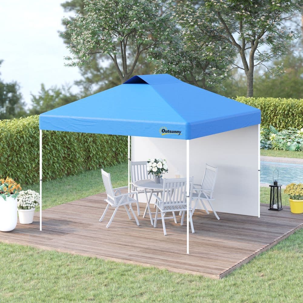 image-3x3M Pop Up Gazebo Tent with 1 Sidewall, Roller Bag, Blue